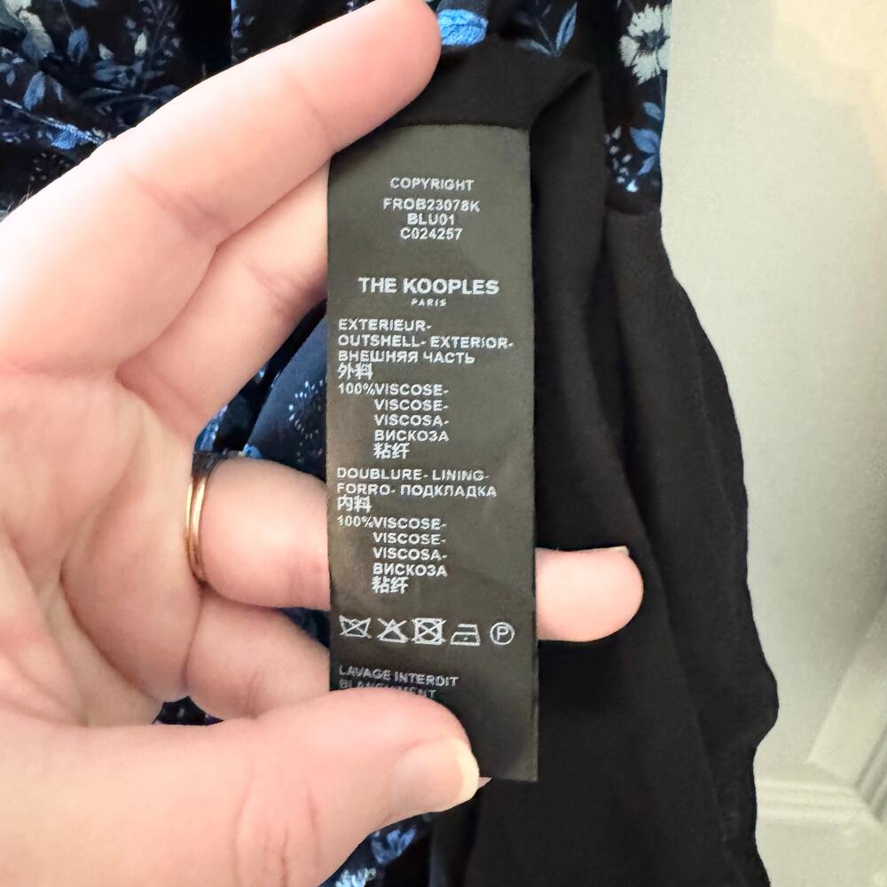 The Kooples Short Tie Waist Dress in Floral Blue Poppy Print - Picture 13 of 13